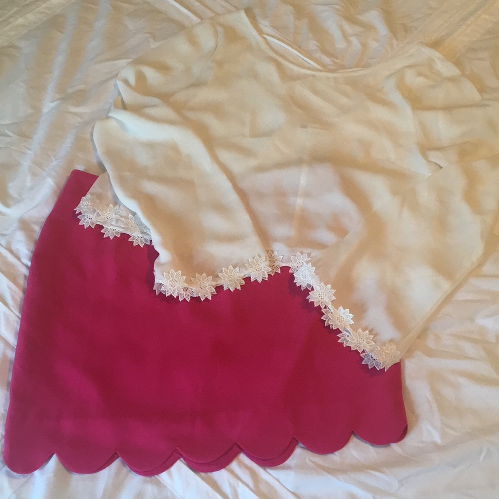 LetHerBe | Pink Scalloped Edge Skirt Sz Large
